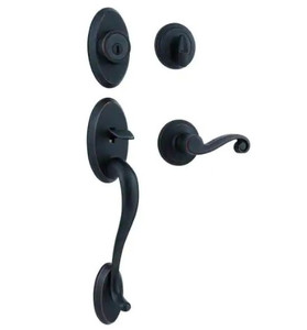 lot 51004 image: Kwikset Shelburne Venetian Bronze Single Cylinder Door Handleset