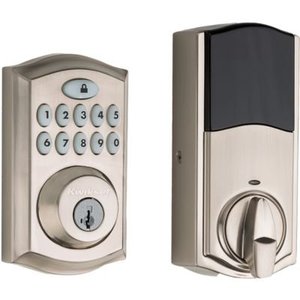 lot 51011 image: Kwikset 913 Smartcode Traditional Electronic UL Keypad Deadbolt Featuring SmartKey Security in Satin Nickel