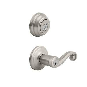 lot 51013 image: Kwikset Lido Keyed Entry Lever Sgl Cyl Deadbolt Combo Pack