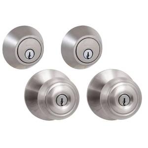 lot 51054 image: Defiant Hartford Satin Nickel Single Cylinder Keyed Entry Project Pack