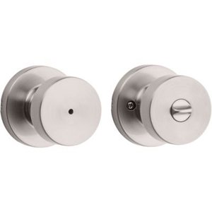 lot 51055 image: Kwikset Pismo Contemporary BedBath Door Knob in Satin Nickel