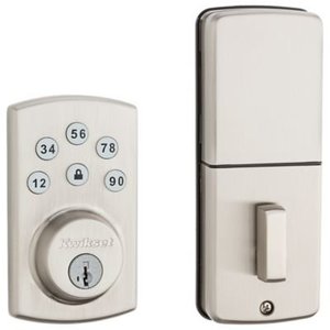 lot 51058 image: Kwikset 907 Powerbolt2 Electronic Deadbolt in Satin Nickel