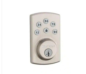lot 51070 image: Kwikset Powerbolt2 Satin Nickel Single Cylinder Electronic Deadbolt
