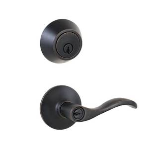 lot 51079 image: Defiant Naples Aged Bronze Entry Handle and Single Cylinder Deadbolt Combo Pack