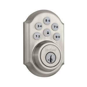 lot 51096 image: Kwikset SmartCode Electronic Deadolt in Satin Nickel