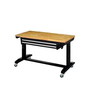 lot 51115 image: Husky 46 in. Adjustable Height Work Table with 2-Drawers in Black