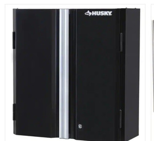 lot 51118 image: Husky Ready-to-Assemble 24-Gauge Steel Wall Mounted Garage Cabinet, Black