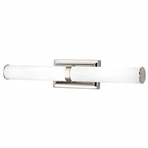 lot 51143 image: Home Decorators Collection 100-Watt Equivalent Polished Nickel Integrated LED Vanity Light with Tube Etched Glass