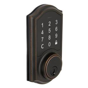 lot 51183 image: Defiant Castle Aged Bronze Electronic Single Cylinder Touchpad Deadbolt