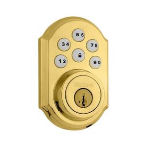 lot 51236 image: Kwikset 909 Smartcode Traditional Electronic Deadbolt,Polished Brass