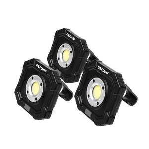 lot 51293 image: Defiant 600 Lumens Compact Utility Lights with Magnetic Hook (3-Pack), balck