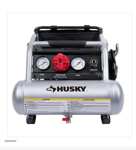 lot 51304 image: Husky 1 Gal. Portable Electric-Powered Silent Air Compressor, Testedpowers on