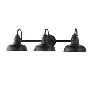 lot 51346 image: Hampton Bay Elmcroft 29 in. 3-Light Matte Black Bath Bar Vanity Light