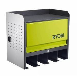 lot 51358 image: RYOBI Steel 2-Shelf Wall Mounted Garage Cabinet, GreenGray