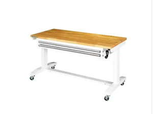 lot 51410 image: Husky 52 in. Adjustable Height Work Table with 2-Drawers in White