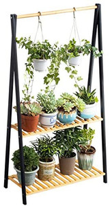 lot 11149 image: Sponsored Visit the COPREE Store 44 out of 5 stars197Reviews Bamboo 2-Tier Hanging Plant Stand Planter Shelves Flower Pot Organizer Rack Multiple Flower Pot Display Holder Shelf Indoor Outdoor Heavy Duty Planter Shelving Unit