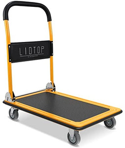 lot 11150 image: Dolly Cart Push Cart Dolly, LIDTOP Platform Truck Push Dolly Cart Hand Truck Foldable for Moving & Loading with 360 Degree Swivel Wheels 330LBS Weight Capacity Foldable Handle