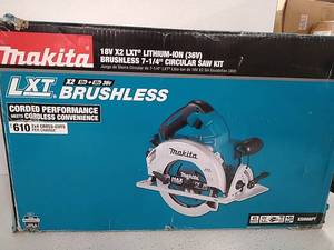 lot 16382 image: 18-Volt X2 LXT 50Ah Lithium-Ion 36-Volt Brushless Cordless Rear Handle 7-14 in Circular Saw Kit