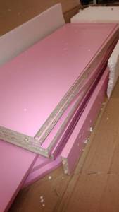lot 19985 image: Furinno KidKanac Kids Bookshelf, 4 Tier with Cabinet, Pink e