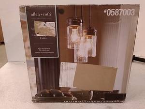 lot 43116 image: Allen  Roth valleumede light shades aged bronze finish clear glass shades