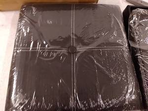 lot 43149 image: 15 inches faux leather ottoman black 2 pack