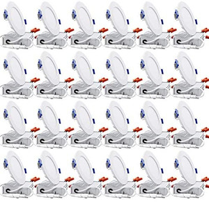 lot 43162 image: 24-Pack 10W 4 Inch Low Profile Ultra-Thin Recessed Ceiling Light with Junction Box, 4000K Cool White LED Dimmable Downlight, 650lm 80W Eqv ETL and Energy Star Certified