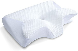 lot 43166 image: Memory Foam Cervical Pillow, 2 in 1 Ergonomic Contour Orthopedic Pillow for Neck Pain, Contoured Support Pillows for Side Back Stomach Sleepers White