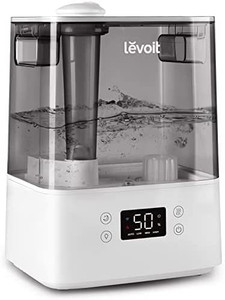 lot 43172 image: LEVOIT Humidifiers for Bedroom Large Room Home, Smart Wifi Alexa Control, 6L Top Fill Cool Mist for Baby and Plants, Ultrasonic, Essential Oil Diffuser, Customized Humidity, Night Light, Quiet, Gray
