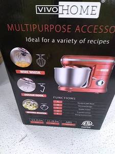 lot 46086 image: VIVOHOME 6-SPEED tilted standup mixbowl RED