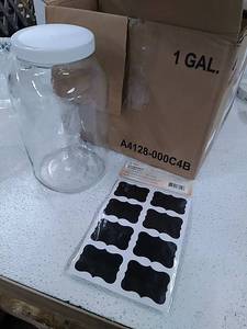 lot 46091 image: 3 one gallon jars wchalklabels