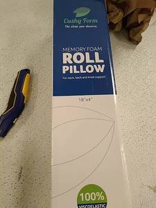 lot 46097 image: CUSHY FORM MEMORY FOAM ROLL PILLOW 18x4