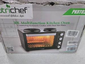 lot 46167 image: 30L multifunction kitchen oven countertop rotisserie cooker with dual hot plates