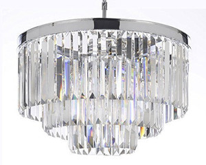 lot 48064 image: Palladium Empress Crystal Tm Glass Fringe 3-Tier Chandelier Lighting Chrome Finish H 215 W 1975 - G7-21649 Retail Price $33700