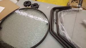 lot 48065 image: Glass Round Corner Table -Brown