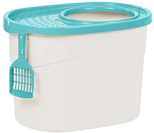 lot 50266 image: IRIS USA Top Entry Cat Litter Box with Cat Litter Scoop
