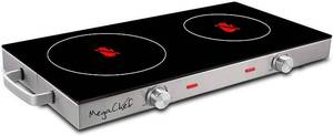 lot 99382 image: Megachef Ceramic Infrared Double Cooktop, 25 Inch, Black