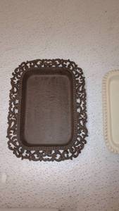 lot 99392 image: Cream ceramic Butter dish with metal