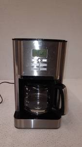 lot 99426 image: 12 Cup Programmable Stainless Steel Drip Coffee Maker Machines Built in Hot Preservation Board Coffee Pot with Glass Carafe Permanent Filter Basket 60 Oz-Light Model-NEW CM8903