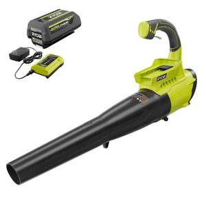 lot 51433 image: RYOBI 40V 155 MPH 300 CFM Cordless Battery Jet Fan Leaf Blower with 4.0 Ah Battery and Charger