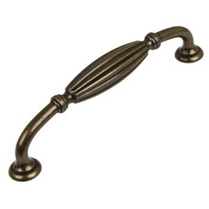 lot 51457 image: 10 - GlideRite 5 in. Center Fluted Cabinet Pull, Antique Brass