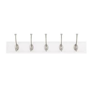 lot 51489 image: Home Decorators Collection 27 in. White Rail with 5 Satin Nickel Hooks
