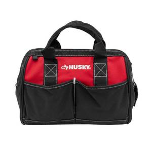 lot 51527 image: Husky 12 in 4 Pocket Zippered Tool Bag, RedBlack