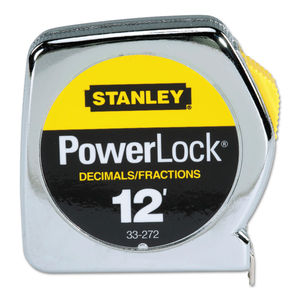 lot 51596 image: Stanley Tools Die Cast Tape Ruler, Decimal-Fraction, 12 x 12ft, Yellow, 132 Graduation