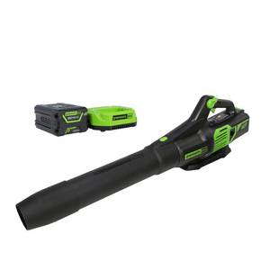 lot 51602 image: Greenworks - 60V 2.5Ah 610 CFM Blower inludes battery and charger - Green
