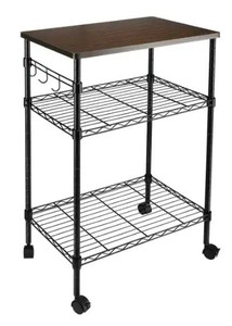 lot 51607 image: 4-Wheeled Metal Multi-functional Kitchen Utility Cart in Black