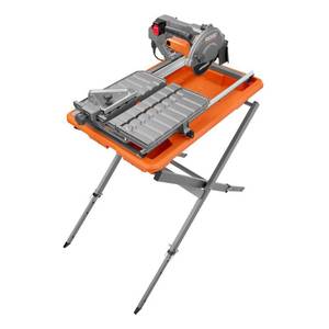 lot 51636 image: RIDGID 9 Amp Corded 7 in. Wet Tile Saw with Stand