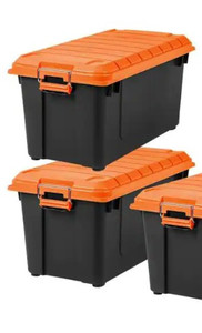 lot 51637 image: IRIS USA 82 Qt. WEATHERTIGHT Storage Box, OrangeBlack