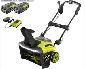 lot 51644 image: RYOBI 40V HP Brushless 21 in. Cordless Single Stage Snow Thrower comes with batteries and charger