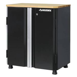 lot 51647 image: Husky Ready-to-Assemble 24-Gauge Steel 2-Door Garage Base Cabinet,Black