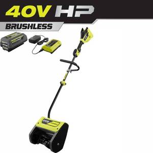 lot 51653 image: RYOBI 40-Volt Brushless 12 in. Cordless Electric Snow Shovel with 4.0 Ah Battery